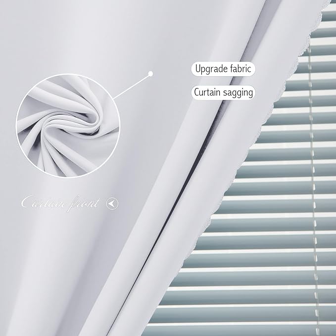 Portable Light Blocking Curtains Self Stick Design Removable Adhesive Window Shades for Apartment Office 58" W x 96" L White 1 Panel