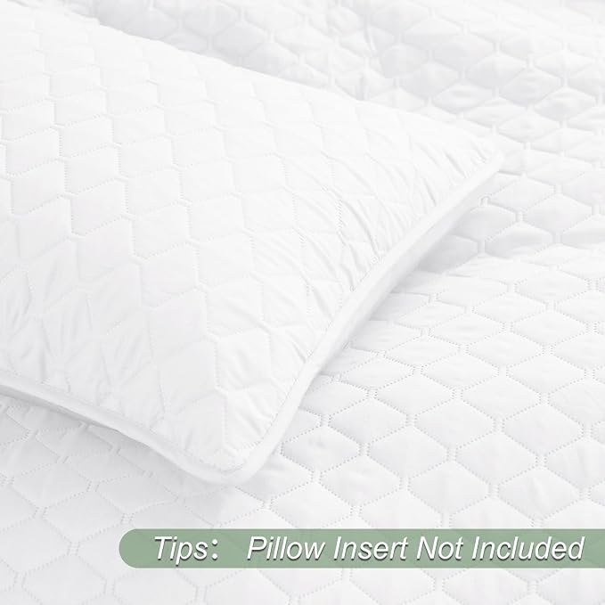 Exclusivo Mezcla Reversible Twin Quilt Bedding Set, White | Lightweight Bedspreads with 1 Pillow Sham, Soft Microfiber, All Season Bed Coverlets for Dorm Bedroom Guest Room, 68x88 Inch
