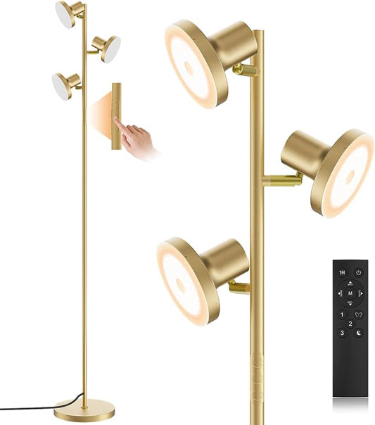 SIBRILLE 36W LED Tree Floor Lamp, Modern Dimmable Standing Lamp with Remote & Touch Control, 4 Color Temperatures, 3 Rotatable LED Light Floor Lamps for Living Room, Bedroom, Office