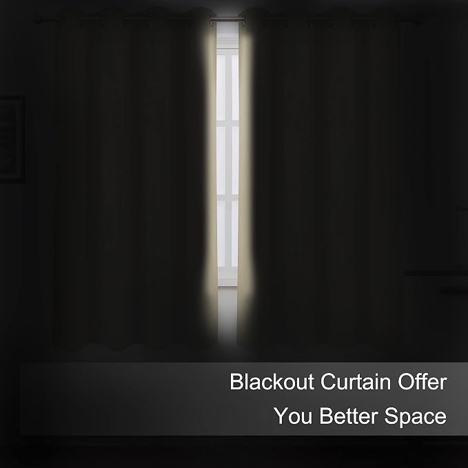 Blackout Curtains 52 x 45 inch/Beige Curtains Set of 2 Panels/Thermal Insulated Room Darkening Bedroom Curtains