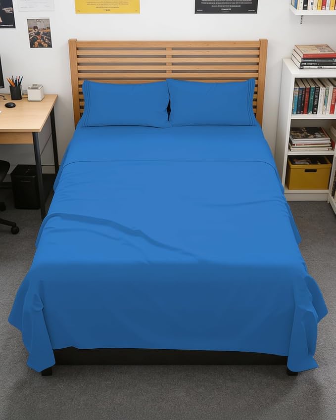 Full XL Sheets - 4 Piece Full XL Sheet Set - Cool & Breathable - Royal Blue | Hotel Luxury Bedding for Women & Men with Deep Pockets, Ultra-Soft, Comfy, Easy-Fit, Wrinkle Free & Fade Resistant, Oeko-Tex