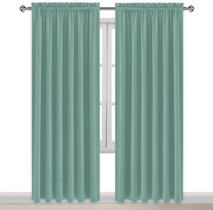 DWCN Wide Blackout Curtains for Bedroom 70 x 84 Inch Long Sage Green | 2 Panels Set, Room Darkening, Thermal Insulated, Light Blocking, Rod Pocket Drapes, Noise Reducing Window Treatment