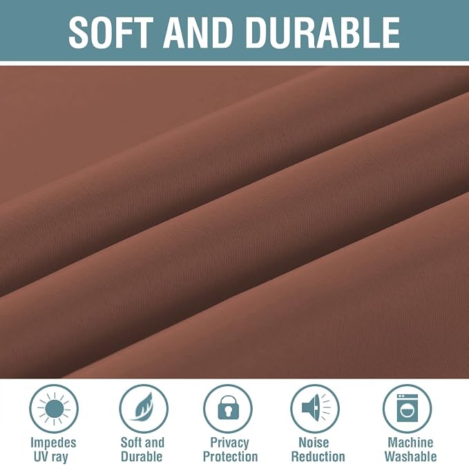 H.VERSAILTEX Blackout Curtain for Living Room Thermal Insulated Window Treatment Curtain Extra Long 108 inch Length Energy Saving Solid Grommet Blackout Drape, One Panel, Washed Spice, 52" W x 108" L