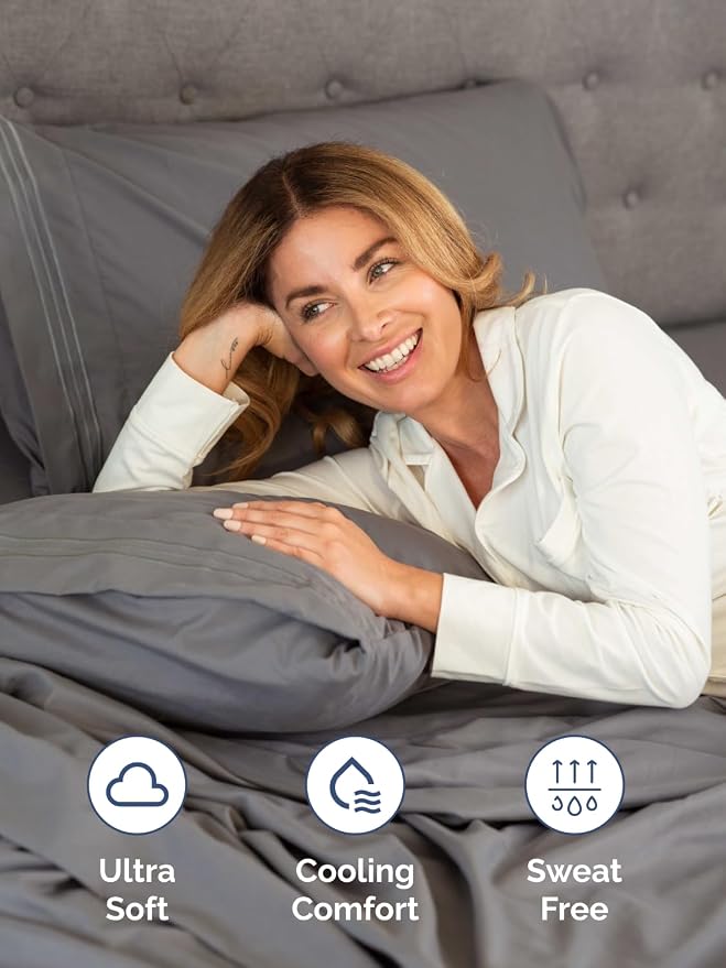 Extra Deep Full Fitted Sheet - Single Fitted Sheet Only - Dark Grey | Easily Fits 18 inch to 24 inch Mattress, Soft, Wrinkle Free, Breathable & Comfy, Extra Deep Pockets Hotel Luxury Fitted Sheet