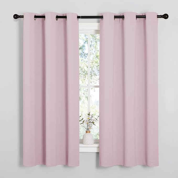 NICETOWN Blackout Draperies Curtains for Girls Room, Nursery Essential Thermal Insulated Grommet Blackout Panels (Lavender Pink, 1 Pair, 34" x 54") | Nursery Essential Thermal Insulated Grommet Room Darkening Panels for Bedroom Kitchen, Light Blocking ...