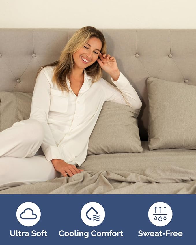 2 Pack Extra Deep Twin XL Fitted Sheets with Deep Pockets - Heathered Beige | Hotel Luxury Bottom Fitted Sheets Only, Soft, Fade & Wrinkle Free, Breathable & Comfy, All Around Elastic Fitted Sheets