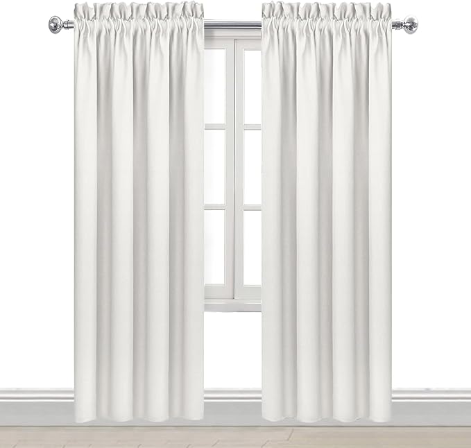 DWCN Blackout Curtains for Bedroom Living Room 52 x 95 Inch Long Ivory | 2 Panels Set, Room Darkening, Thermal Insulated, Light Blocking, Rod Pocket Drapes, Noise Reducing Window Treatments