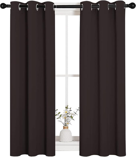 NICETOWN Blackout Curtain Panels for Bedroom Window, Triple Weave Microfiber Energy Saving Thermal Insulated Solid Grommet Blackout Draperies and Drapes (1 Pair, 29 inch by 45 inch, Toffee Brown)