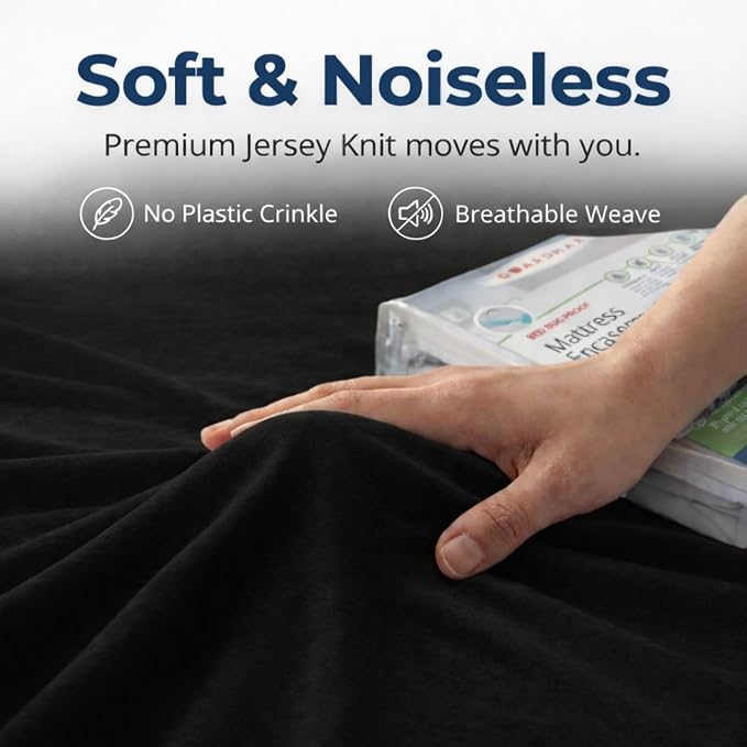 Guardmax Full Mattress Encasement with Zipper, Waterproof, Bed Bug Proof, and Dust Mite Proof Mattress Protector for Full Size Bed up to 12" Deep, Zippered All Around Jersey Knitted Mattress Cover