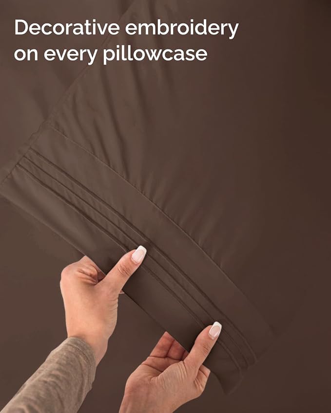 Twin Size 3 Piece Sheet Set - Comfy Breathable & Cooling Sheets - Brown | Hotel Luxury Bed Sheets for Women & Men, Deep Pockets, Easy-Fit, Extra Soft and Wrinkle Free Sheets, Oeko-Tex Bed Sheet Set