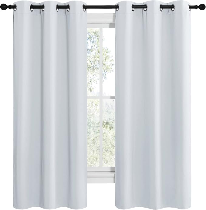 NICETOWN Greyish White Blackout Curtains for Bedroom 42" w x 68" L 2 Panels | Window Treatment Thermal Insulated Grommet Draperies Panels Drapes for Living Room, Light Blocking Noise Reducing Home Decor