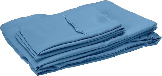Sweet Home Collection 7 Piece Comforter Set Bag Solid Color All Season Soft Down Alternative Blanket & Luxurious Microfiber Bed Sheets, Denim, Twin XL