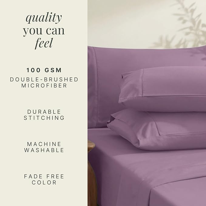 Hearth & Harbor Extra Deep Pocket Sheets - Fits Mattress 18-24 Inches Deep - Extra Deep Pocket Twin Sheets Sets - 4 Piece Twin Size - Lavender Dream