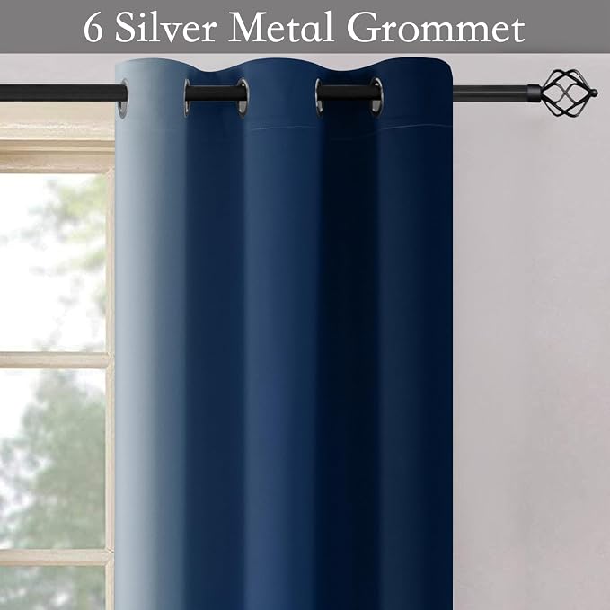 SimpleHome Ombre Blue to Grey White Curtains for Living Room 42Wx45L | Room Darkening Curtains for Bedroom,Gradient Light Blocking Curtain,Thermal Insulated Grommet Window Drapes,2 Panels,45 Inch