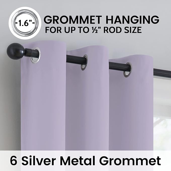 SimpleHome Lilac 100% Blackout Curtains Room Darkening Living Room 84 Inch | Curtains for Bedroom,Thermal Insulated Grommet Window Drapes,Curtains for Living Room with Black Back,42 x 84 Inch,2 Panels