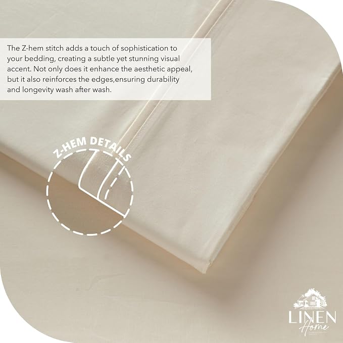 Linen Home 2-Pack Full Sheet Set, 100% Cotton Percale Bedding, 8-Piece Value Bundle, Deep Pocket Cooling Bed Sheets for Hot Sleepers, Breathable & Crisp Hotel Quality, Long-Staple Cotton, Ivory