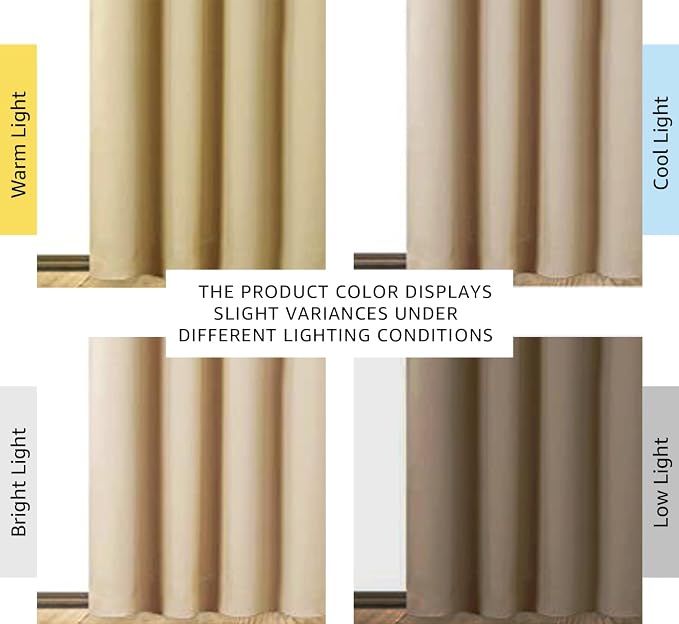 NICETOWN Biscotti Beige Blackout Curtains for Living Room 52" x 84" 2 PCs | Completely Shaded Drapes Curtain Panels, Ring Top Black Lined Insulated Window Treatment, Noise Reducing Privacy Protection