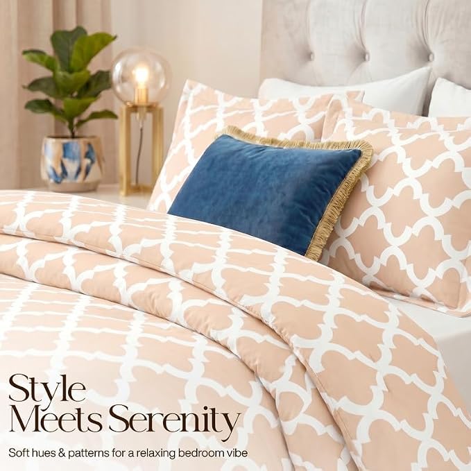Queen Comforter Set 3 Piece Beige by Utopia Bedding, Printed Comforters Queen Size Bedding Comforters Sets, Down Alternative Soft Bed Set 1 Comforter (88 x 88 inches) 2 Pillow Shams (20 x 26 inches)