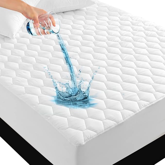 UNILIBRA Cal King Mattress Protector Waterproof, Deep Pocket Mattress Pad Cover Up to 18 Inches, Quilted Fitted Hollow Cotton Filling Breathable Mattress Topper