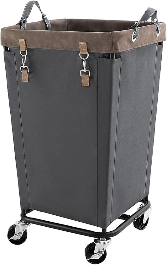 StorageWorks 160L Laundry Basket with Wheels, Rolling Hampers for Clothing | Grey Laundry Basket with Wheels, Metal Frame & Handles, Rolling Hamper for Bedroom, Bathroom, Dorm, Hotel