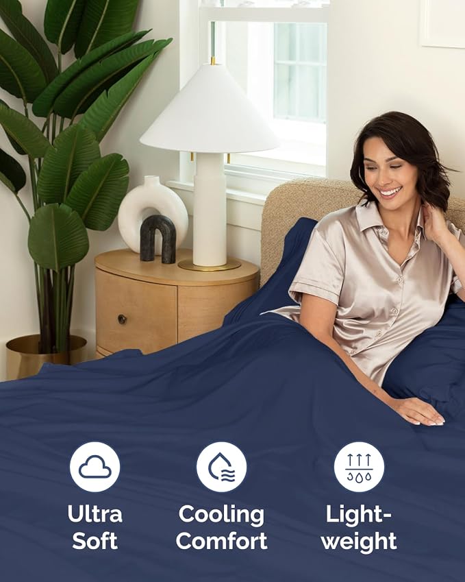 Twin XL Size Flat Sheet - Pack of 2, College Dorm Essentials - Navy Blue | Ultra-Soft, Comfy, Breathable & Cooling, College Dorm Room, Fade & Wrinkle Free, Stain & Shrink Resistant Bedding, Oeko-Tex