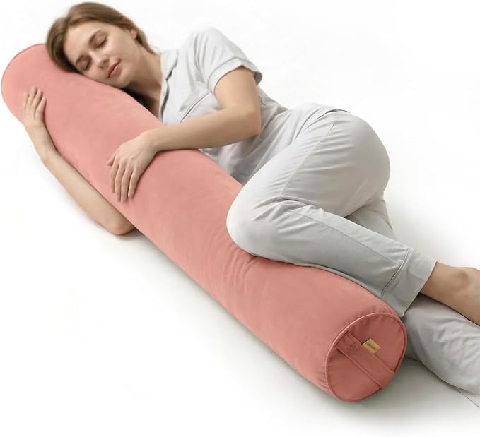 Body Pillow for Adults,Long Round Pillow,Big Cylindrical Pillow,Large Full Bolster Pillows for Side Sleepers (Blush Pink, 47.24"*7.87")