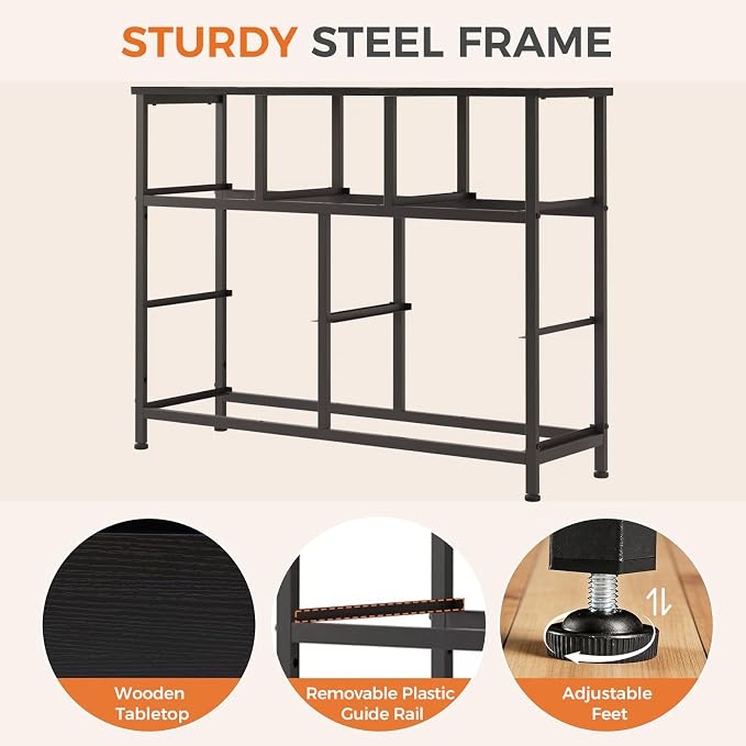 Sweetcrispy 7 Drawer Dresser for Bedroom Storage with Fabric Bins | Anti-Tip Closet Organizer, Wooden Top, Steel Frame, Spacious Drawer for Clothes Storage, Hallway Entryway, Black Wood Grain