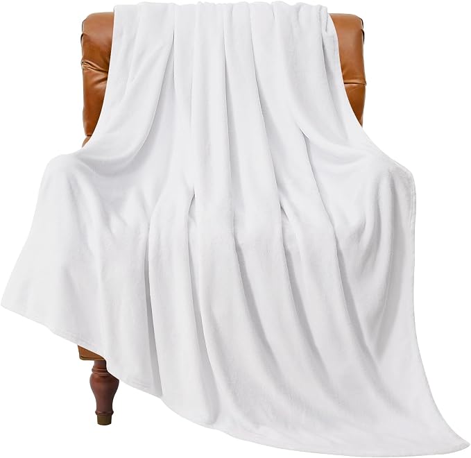 BEDELITE Fleece Blanket Soft Plush Throw for Couch White 50"x60" | Ultra Soft Fleece, Plush Microfiber, Lightweight Warmth, All Season Comfort, Fade Resistant, Machine Washable, Couch Sofa Bed