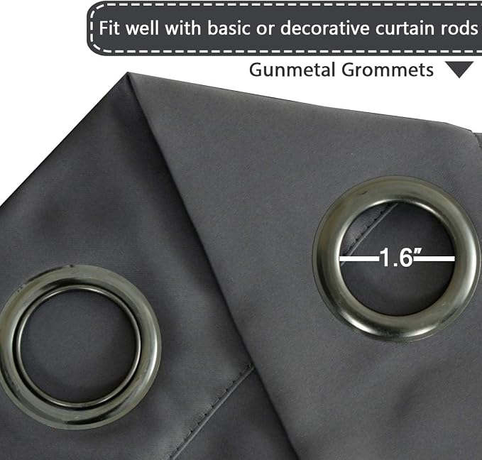 H.VERSAILTEX Blackout Patio Curtains 100 x 102 Inches for Sliding Door Extral Wide Blackout Curtain Panels Thermal Insulated Room Divider - Grommet Top, 8.5' Tall by 8.3' Wide - Charcoal Gray