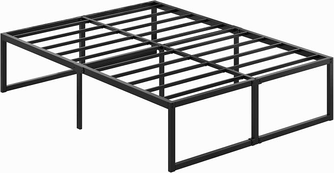 Lutown-Teen 18 Inch King Bed Frame with Heavy Duty Steel Slat Support | Sturdy Mattress Foundation, Metal Platform Beds No Box Spring Needed, Noise Free, Easy Assembly, Black