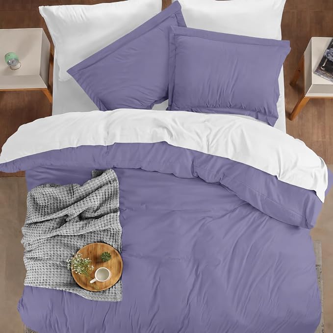Duvet Cover Queen, 3 Piece Cotton Like Polyester With Zipper Closure, Peri | Extra Soft and Breathable, Wrinkle & Fade Resistant, Includes Duvet Cover and 2 Pillow Shams, Comforter Not Included, OekoTex