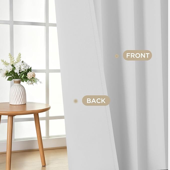 Joydeco Blackout Curtains 84 Inch Length 2 Panels Set, Thermal Insulated Long Curtains& Drapes 2 Burg, Room Darkening Drapes for Bedroom Living Room (Greyish White, W37 x L84 Inch)