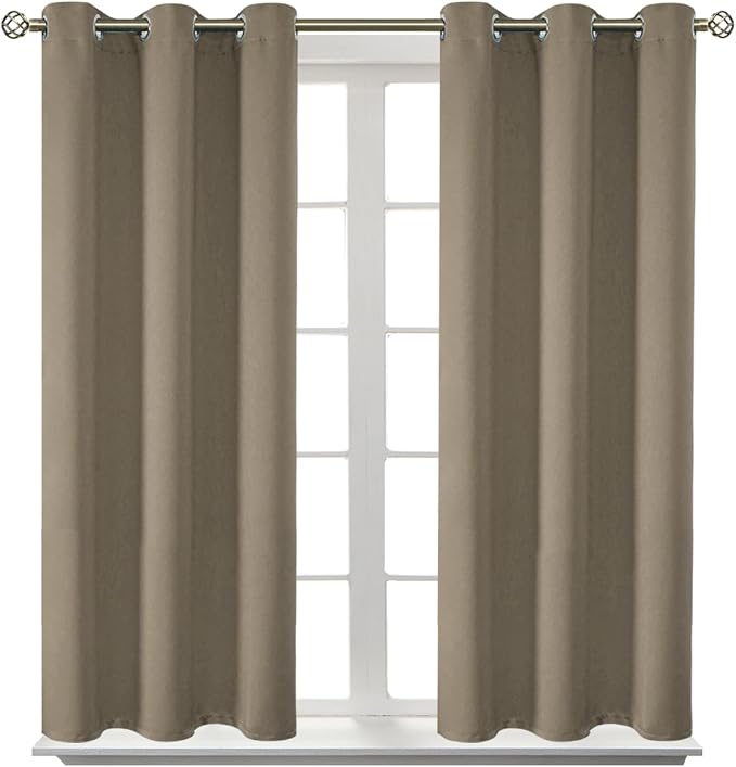 BGment Short Curtains for Small Window 45 Inch Long - Cocoa 2 Panels | Grommet top, Room Darkening, Sunblock, Thermal Insulated, Window Drapes for Kitchen, 38x45 Inch