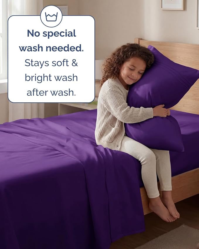Twin Size 3 Piece Sheet Set - Comfy Breathable & Cooling Sheets - Purple | Hotel Luxury Bed Sheets for Women & Men, Deep Pockets, Easy-Fit, Extra Soft and Wrinkle Free Sheets, Oeko-Tex Bed Sheet Set
