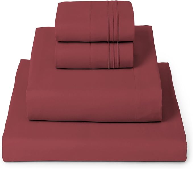 Mellanni Iconic 4-Piece, Ultra Soft Sheet Set (King, Brick Red) | 10M+ Sleepers. Lab-tested: Sleeps Cool, Stays Bright, Strong, Smooth. Good Housekeeping Best Bedding, 7 yrs running.
