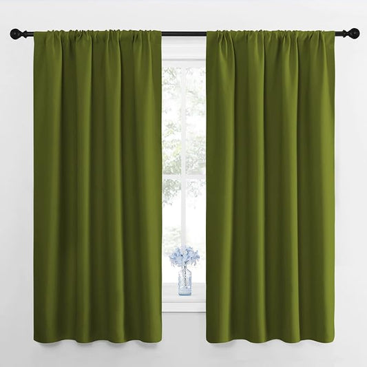NICETOWN RV Blackout Curtains for Camper Windows, Olive, 29" Wide by 50" Long, 2 PCs, Short Blackout Curtains & Drapes, Thermal Insulated Blackout Curtain Panels for Kids Room, Play Room