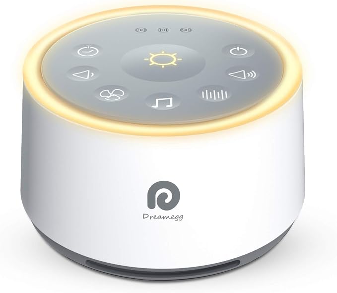 Dreamegg D1 Sound Machine Baby - White Noise Machine for Baby with Night Light, 24 High Fidelity Sounds, Timer & Memory Feature, Noise Machine with Nursery Lamps for Adults, Home, Office (White)