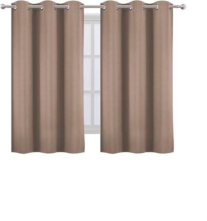 Cappuccino Blackout Curtains 42 x 54 Inch Length Set of 2 Panels Grommet Bedroom Curtains for Living Room