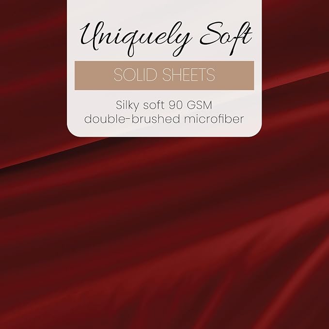 Linen Market Brushed Microfiber Twin XL Sheet Set 3 Piece – Oeko-TEX Certified Ultra Soft & Wrinkle-Free - 16" Deep Pocket Sheets - Easy Care Twin XL Size - Burgundy