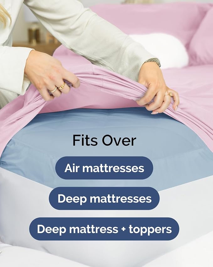 2 Pack Extra Deep Full Fitted Sheets with Extra Deep Pockets - Light Pink | Hotel Luxury Bottom Fitted Sheets Only, Soft, Fade & Wrinkle Free, Breathable & Comfy, All Around Elastic Fitted Sheets