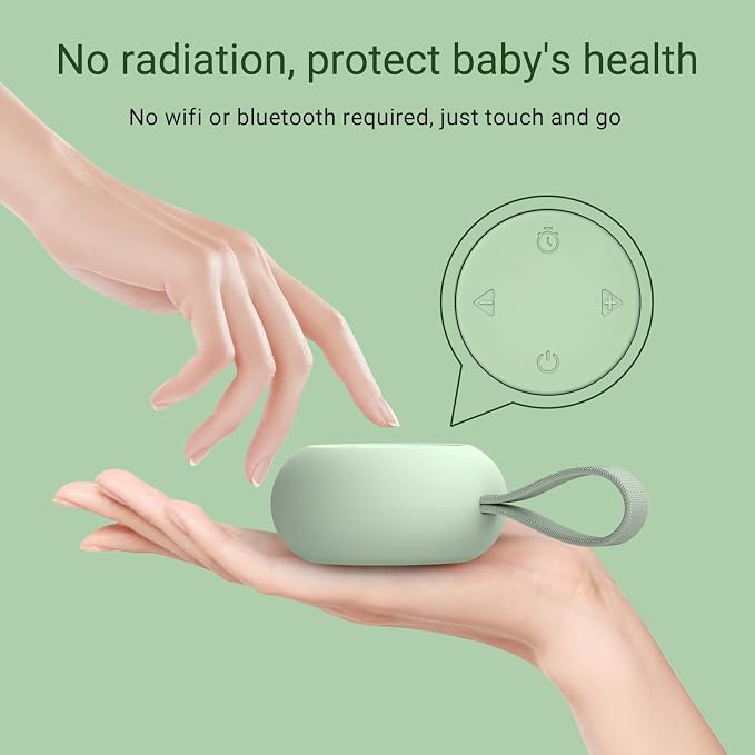 Portable Baby Sound Machine & Essentials for Babies & Kids-Mint | White Noise Machine[Timer Function][20 Soothing Sounds][15 Hours Battery Life]Travel,Registry,Gifts,Clips on Baby Stroller