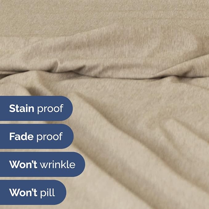 Flex Top Split Head King 4 Piece Sheet Set - Ultra-Soft - Heathered Beige | Cooling Bed Sheets Set, Hotel Luxury Bedding for Women & Men with Deep Pockets, Wrinkle Free & Fade Resistant, Oeko-Tex