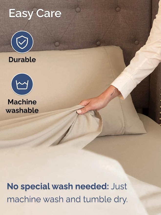 Extra Deep Cal King Sheet Set - 6 Piece Breathable & Cooling Sheets - Cream | Hotel Luxury Bed Sheets Set, Easy & Secure Fit, Ultra-Soft, Wrinkle & Fade Free, Comfy Sheets Set with Extra Deep Pockets