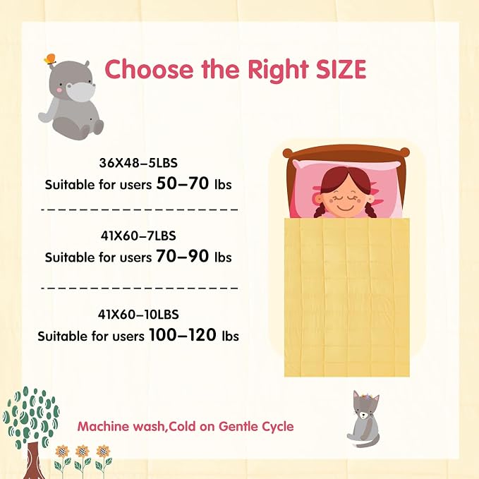 yescool Weighted Blanket (5 lbs, 36" x 48", Yellow) Cooling Heavy Blanket, Perfect for 40-60 lbs, Breathable Throw Blanket Gifts with Premium Glass Bead, Machine Washable