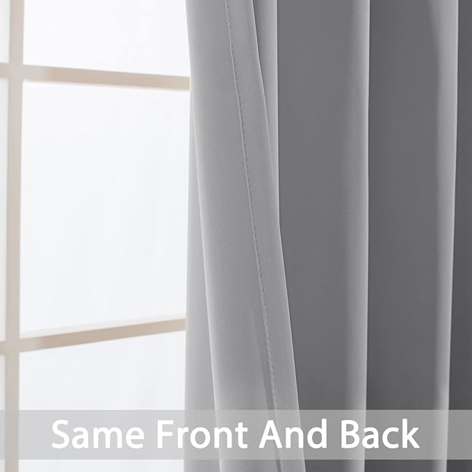Yakamok Light Grey Room Darkening Window Curtains 52x36 Inch for Kitchen | Grommet,Thermal Insulated ,Blackout Curtains Drapes,Blocks some light adds privacy,Living room Bathroom,2 Panel Valance