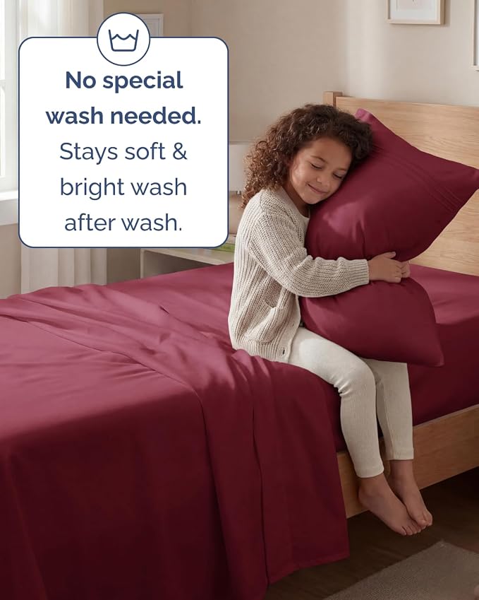 Twin Size 3 Piece Sheet Set - Comfy Breathable & Cooling Sheets - Burgundy | Hotel Luxury Bed Sheets for Women & Men, Deep Pockets, Easy-Fit, Extra Soft and Wrinkle Free Sheets, Oeko-Tex Bed Sheet Set