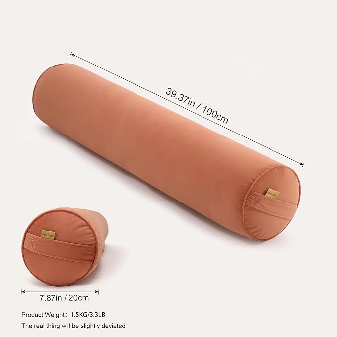 Body Pillow for Adults,Long Round Pillow,Big Cylindrical Pillow,Large Full Bolster Pillows for Side Sleepers (Amber Orange, 39.37"*7.87")