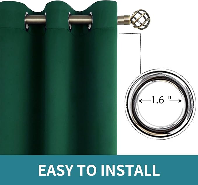 BGment Blackout Curtains - Grommet Thermal Insulated Room Darkening Bedroom and Living Room Curtain, Set of 2 Panels (52 x 45 Inch, Emerald) | Grommet Top, Black Out, Room Darkening, Sunblock, Thermal Insulated, Window Drapes for Kids Boys Room, 52x45 ...