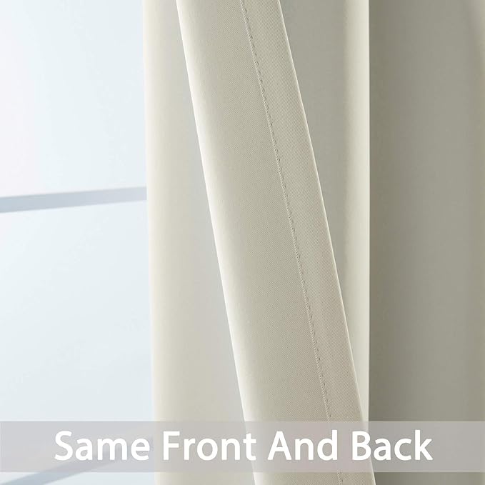 Yakamok Light Beige Room Darkening Curtains 84 inch Sliding Door Drapes | 1 Extra-wide Panel,W52xL84,Soft Triple-weave,Grommet,Blackout Thermal Insulated Drapes,Privacy,Light Reduction,Patio doors