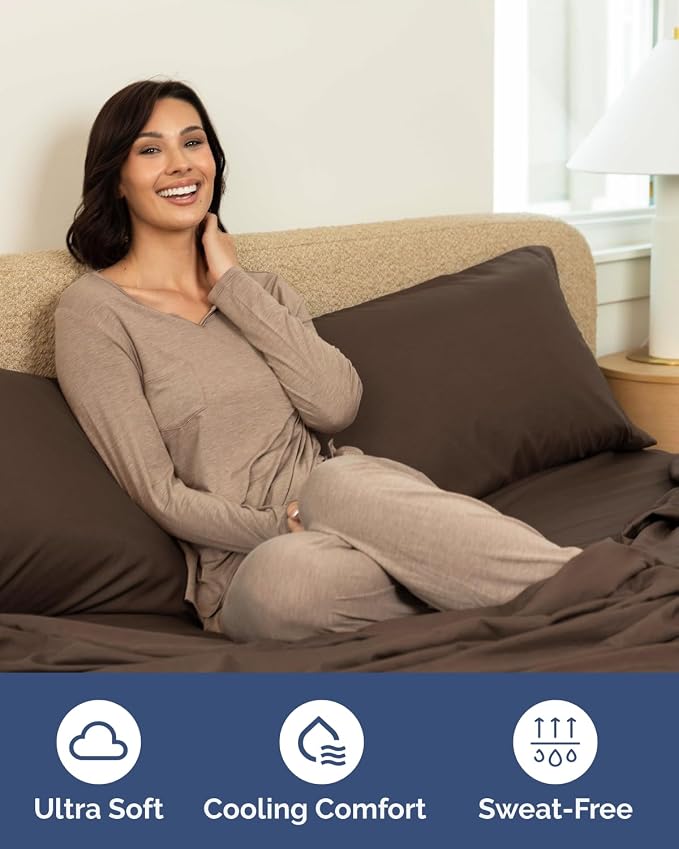 Extra Deep Flex Top Split Head King Fitted Sheet Only - Brown | Easily Fits 18 inch to 24 inch Mattress, Soft, Wrinkle Free, Breathable & Comfy, Extra Deep Pockets Hotel Luxury Fitted Sheet